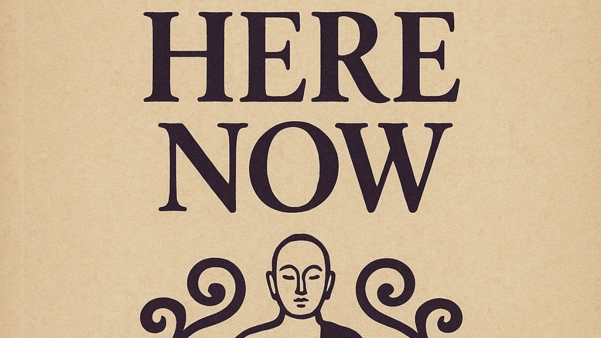 Be Here Now by Ram Dass conceptual book cover