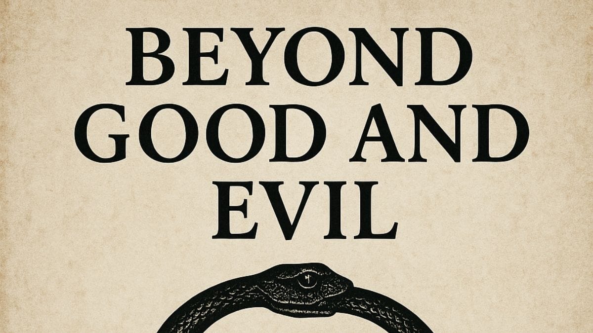 Beyond Good and Evil by Friedrich Nietzsche conceptual book cover
