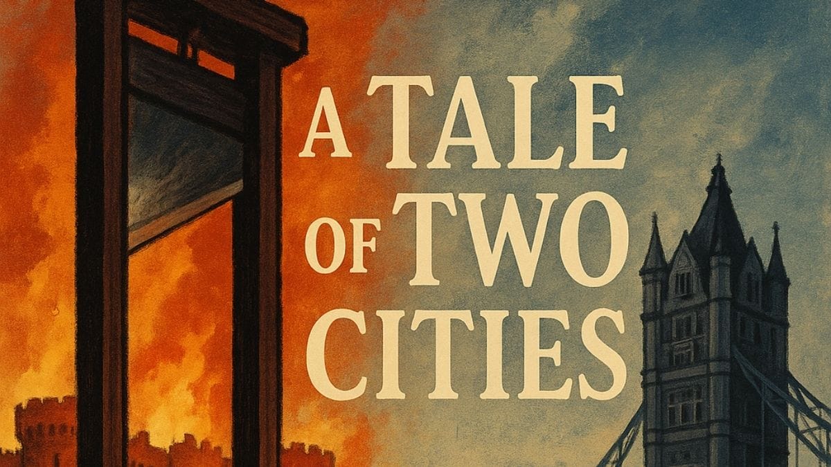 A Tale of Two Cities by Charles Dickens conceptual book cover