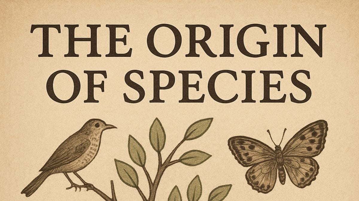 The Origin of Species by Charles Darwin conceptual book cover
