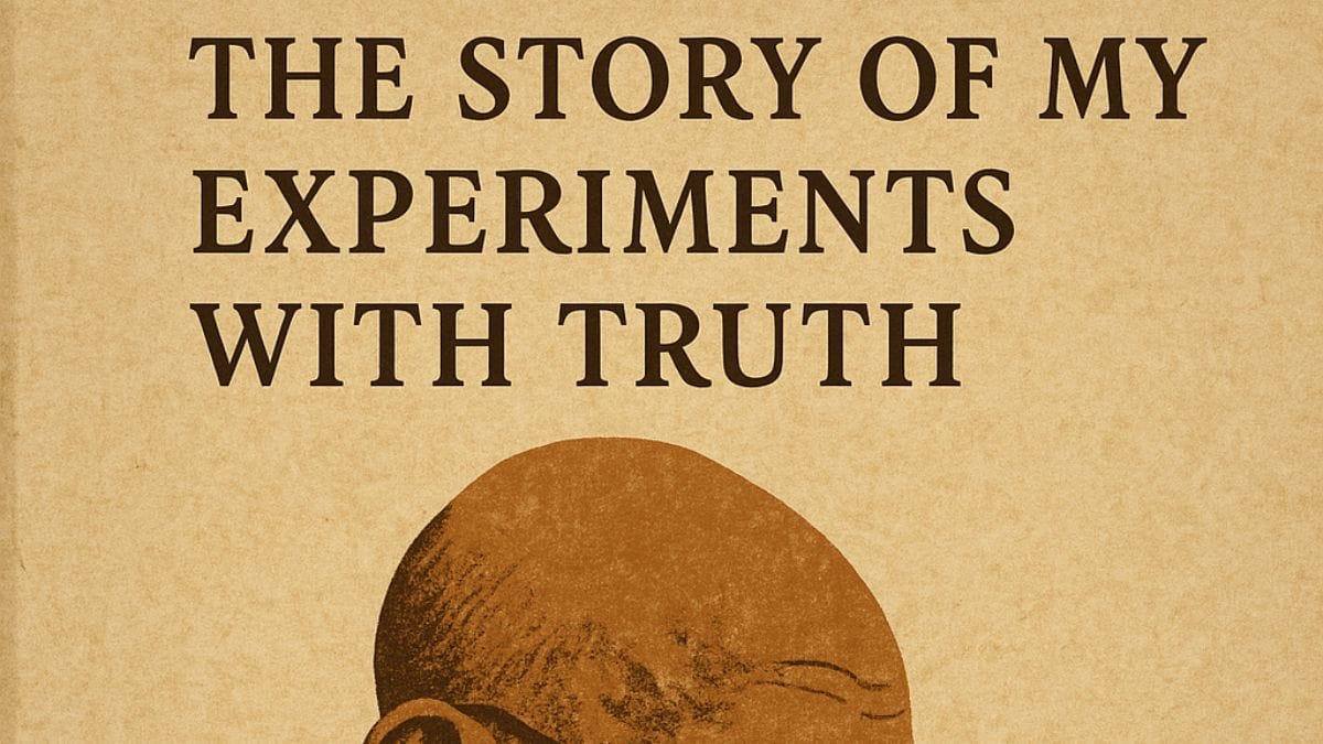 The Story of My Experiments with Truth: An Autobiography by Mahatma Gandhi conceptual book cover
