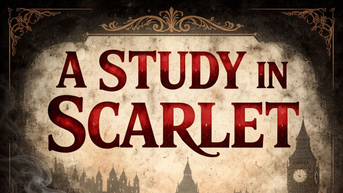 A Study in Scarlet by Arthur Conan Doyle conceptual book cover
