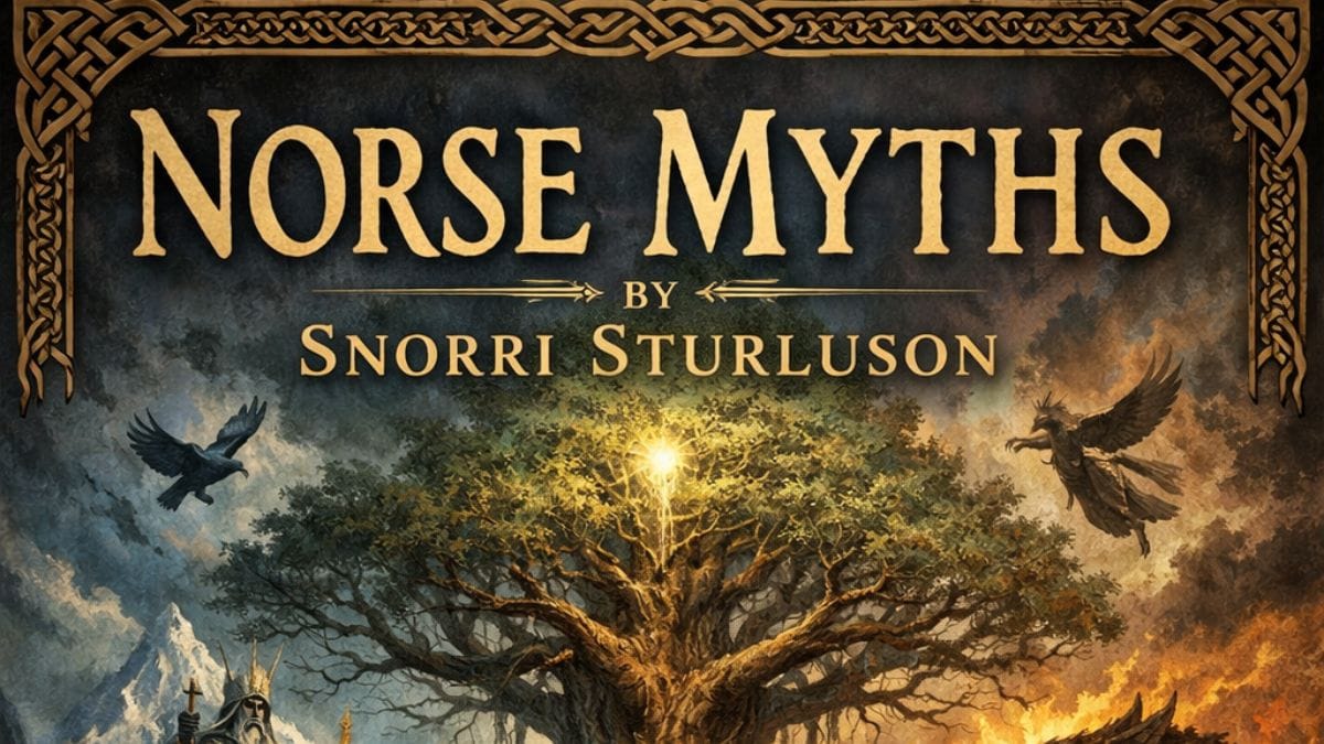 The Prose Edda (Norse Myths) by Snorri Sturluson conceptual book cover